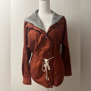 Life in Progress Terracotta Utility Jacket with Charcoal Hood